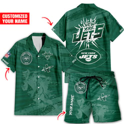 New York Jets Combo Hawaiian Shirt and Shorts HSAS0012