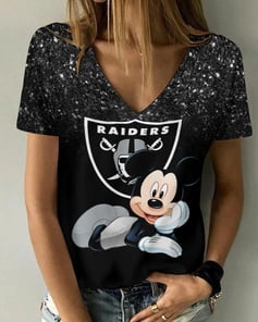 Las Vegas Raiders Summer V-neck Women T-shirt BG229