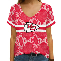 Kansas City Chiefs Summer V-neck Women T-shirt 140