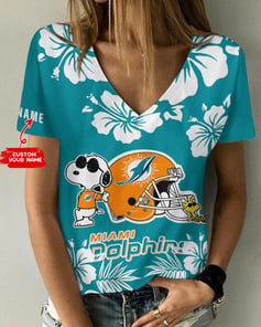 Miami Dolphins Personalized V-neck Women T-shirt BG460