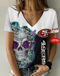 San Francisco 49ers Personalized V-neck Women T-shirt BG665