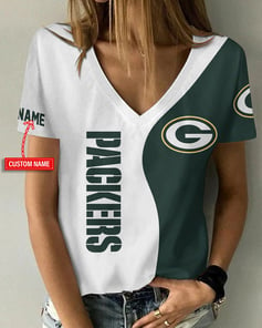 Green Bay Packers Personalized V-neck Women T-shirt