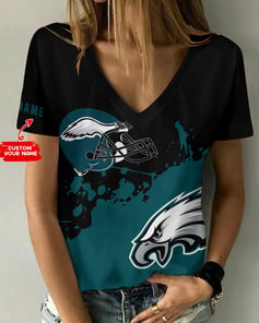 Philadelphia Eagles Personalized Summer V-neck Women T-shirt BG179