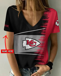 Kansas City Chiefs Personalized V-neck Women T-shirt AGC17