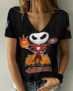 San Francisco 49ers V-neck Women T-shirt AGCWTS171