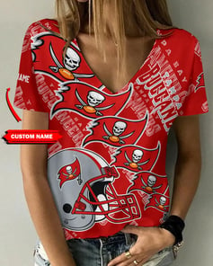 Tampa Bay Buccaneers Personalized V-neck Women T-shirt AGC97