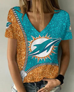 Miami Dolphins Personalized V-neck Women T-shirt BG680