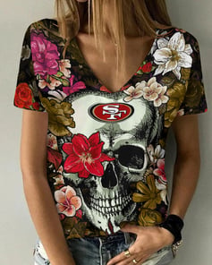 San Francisco 49ers V-neck Women T-shirt BG453