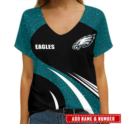 Philadelphia Eagles Personalized V-neck Women T-shirt AGCWTS298