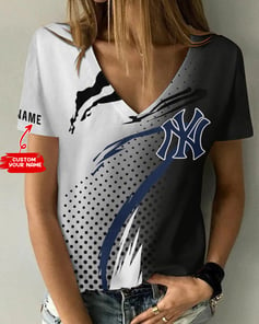 New York Yankees Personalized V-neck Women T-shirt BG634