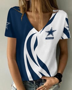 Dallas Cowboys Personalized Summer V-neck Women T-shirt BG382