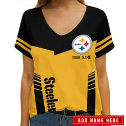 Pittsburgh Steelers Personalized V-neck Women T-shirt AGCWTS258