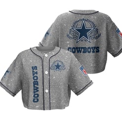 Dallas Cowboys Crop Top Baseball Jersey 7