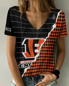 Cincinnati Bengals Summer V-neck Women T-shirt BG299