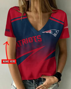 New England Patriots Personalized V-neck Women T-shirt BG992