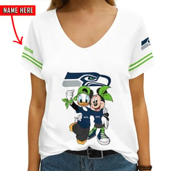 Seattle Seahawks Personalized V-neck Women T-shirt AGCWTS208