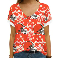 Cleveland Browns Summer V-neck Women T-shirt