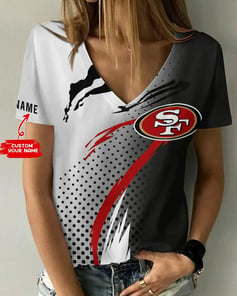 San Francisco 49ers Personalized V-neck Women T-shirt BG632