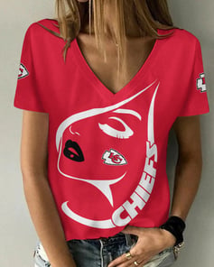 Kansas City Chiefs Summer V-neck Women T-shirt 133