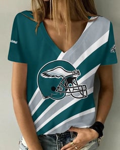 Philadelphia Eagles Summer V-neck Women T-shirt BG328