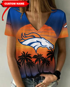 Denver Broncos Personalized V-neck Women T-shirt BG434