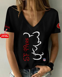 San Francisco 49ers Personalized V-neck Women T-shirt AGCWTS221