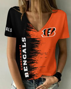 Cincinnati Bengals Summer V-neck Women T-shirt BG03