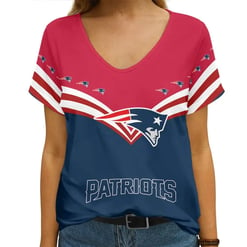 New England Patriots Personalized V-neck Women T-shirt