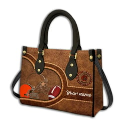 Cleveland Browns Personalized Leather Hand Bag BBLTHB607