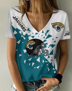 Jacksonville Jaguars Summer V-neck Women T-shirt BG183