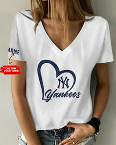 New York Yankees Personalized V-neck Women T-shirt BG564