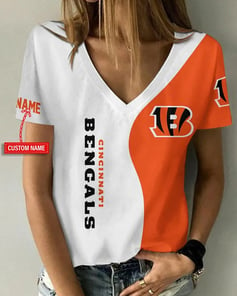 Cincinnati Bengals Personalized V-neck Women T-shirt