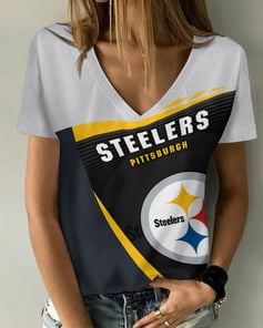 Pittsburgh Steelers Personalized V-neck Women T-shirt BG640