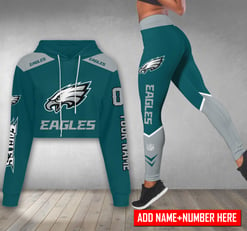 Philadelphia Eagles Personalized Combo Croptop Hoodie And Leggings AZCLG073+AZC2CHD073