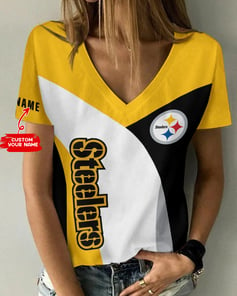 Pittsburgh Steelers Personalized V-neck Women T-shirt BG557