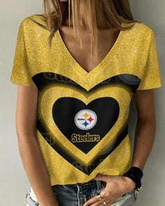 Pittsburgh Steelers Summer V-neck Women T-shirt BG327