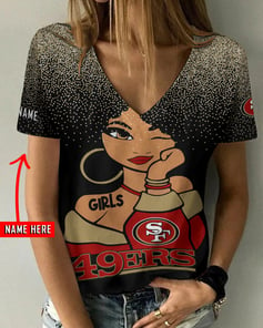 San Francisco 49ers Personalized V-neck Women T-shirt BG841