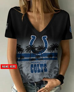 Indianapolis Colts Personalized V-neck Women T-shirt AGC71