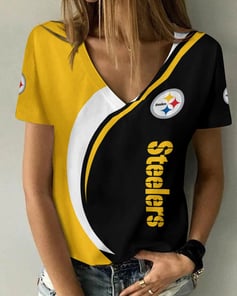 Pittsburgh Steelers V-neck Women T-shirt BG666