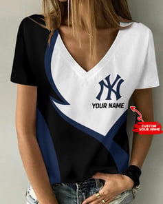 New York Yankees Personalized V-neck Women T-shirt BG687