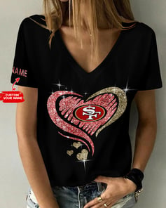 San Francisco 49ers Personalized V-neck Women T-shirt AGCWTS194