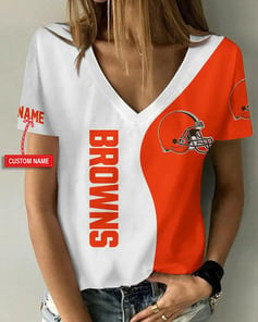 Cleveland Browns Personalized V-neck Women T-shirt