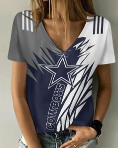 Dallas Cowboys V-neck Women T-shirt BG916