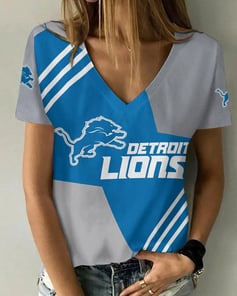 Detroit Lions V-neck Women T-shirt BG935