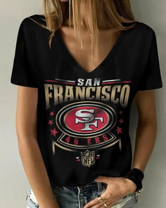 San Francisco 49ers V-neck Women T-shirt BG781