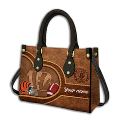 Cincinnati Bengals Personalized Leather Hand Bag BBLTHB606