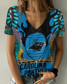 Carolina Panthers Summer V-neck Women T-shirt 125