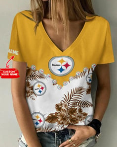 Pittsburgh Steelers Personalized V-neck Women T-shirt BG608