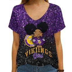 Minnesota Vikings V-neck Women T-shirt AGCWTS275