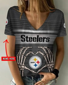 Pittsburgh Steelers Personalized V-neck Women T-shirt BG981